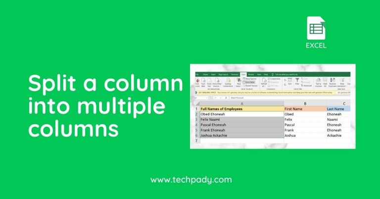 How to split one column into multiple columns in excel